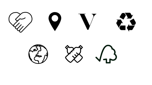 Erda Home - sustainability criteria icons used to identify sustainable homeware, beauty and accessories