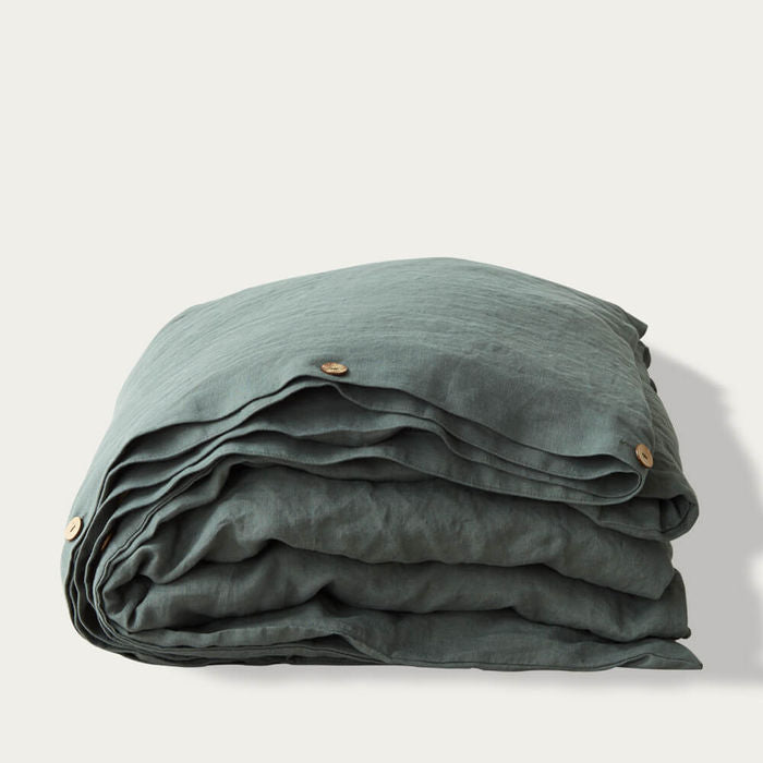 Forest Green Linen Bed Set