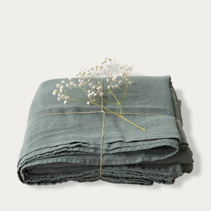 Forest Green Linen Bed Set