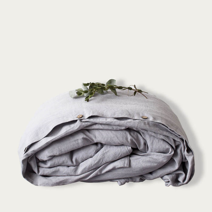 Light Grey Washed Linen Bed Set