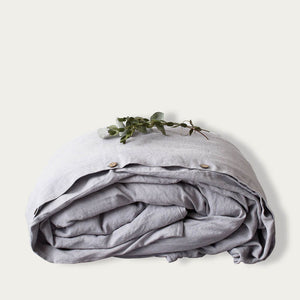 Light Grey Washed Linen Bed Set