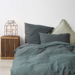 Load image into Gallery viewer, Forest Green Linen Bed Set
