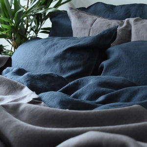 Blue Linen Duvet Set